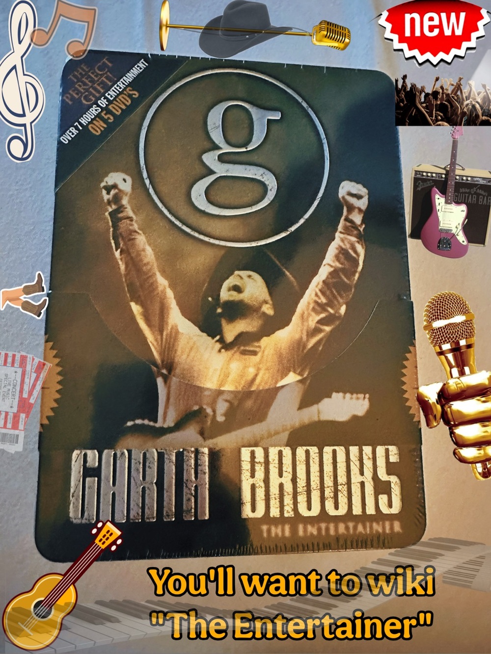 Garth Brooks "The Entertainer" Tin Collectible - Black/Gold • NEW sealed